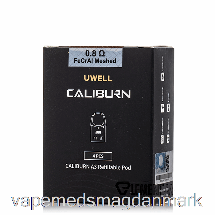 Vape Med Smag Uwell Caliburn A3 Erstatningsbælg 0,8 Ohm A3 Fecral Meshed Pods